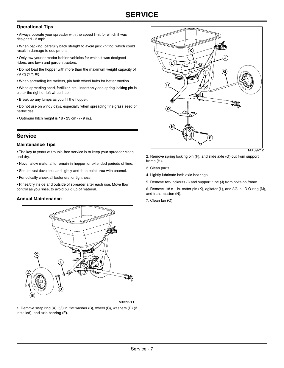 Operational tips, Service, Maintenance tips | Annual maintenance | John Deere LPBST-35JD User Manual | Page 8 / 12