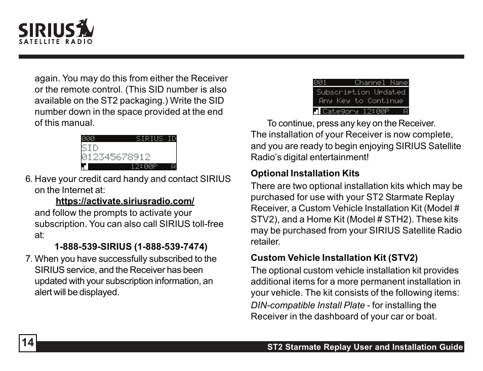 Sirius Satellite Radio STAREMATE REPLAY ST2 User Manual | Page 14 / 60