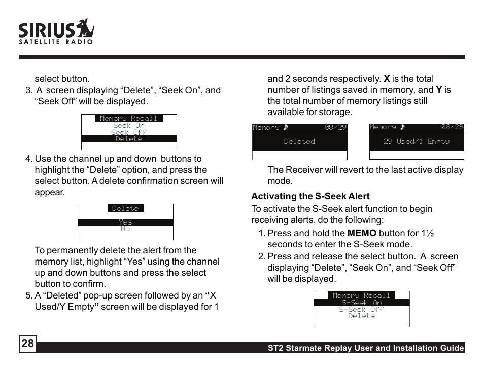 Sirius Satellite Radio STAREMATE REPLAY ST2 User Manual | Page 28 / 60