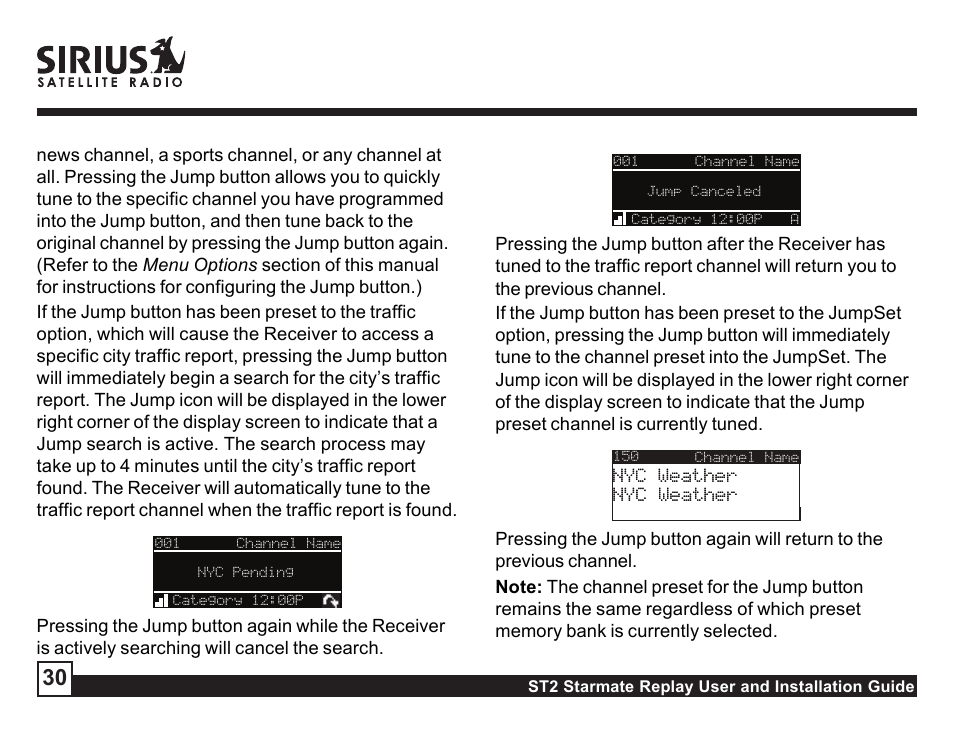 Sirius Satellite Radio STAREMATE REPLAY ST2 User Manual | Page 30 / 60