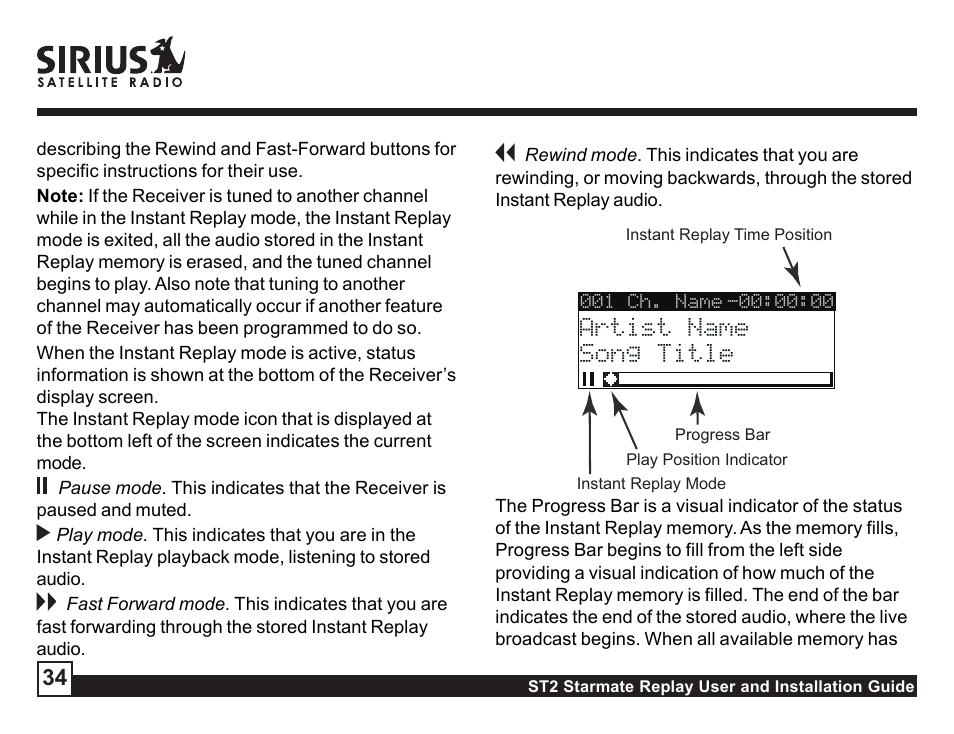 Sirius Satellite Radio STAREMATE REPLAY ST2 User Manual | Page 34 / 60