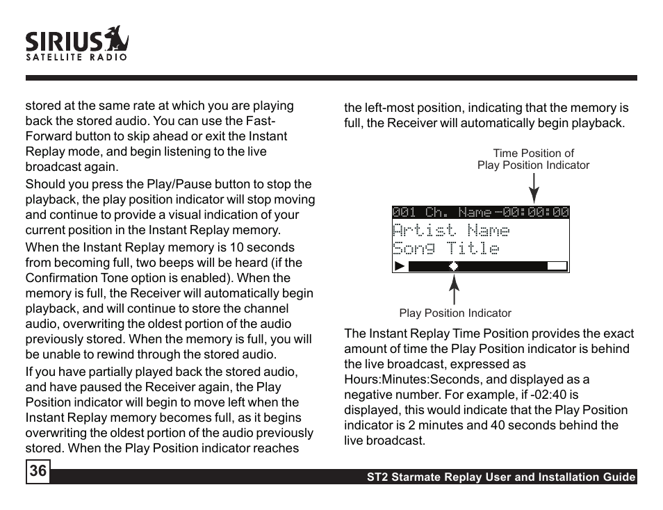 Sirius Satellite Radio STAREMATE REPLAY ST2 User Manual | Page 36 / 60