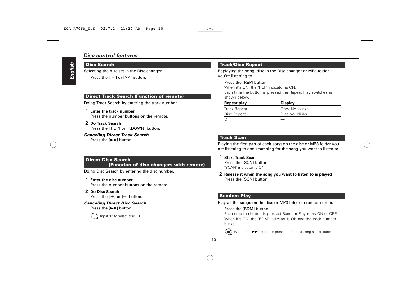 Sirius Satellite Radio KCA-R70FM User Manual | Page 10 / 25