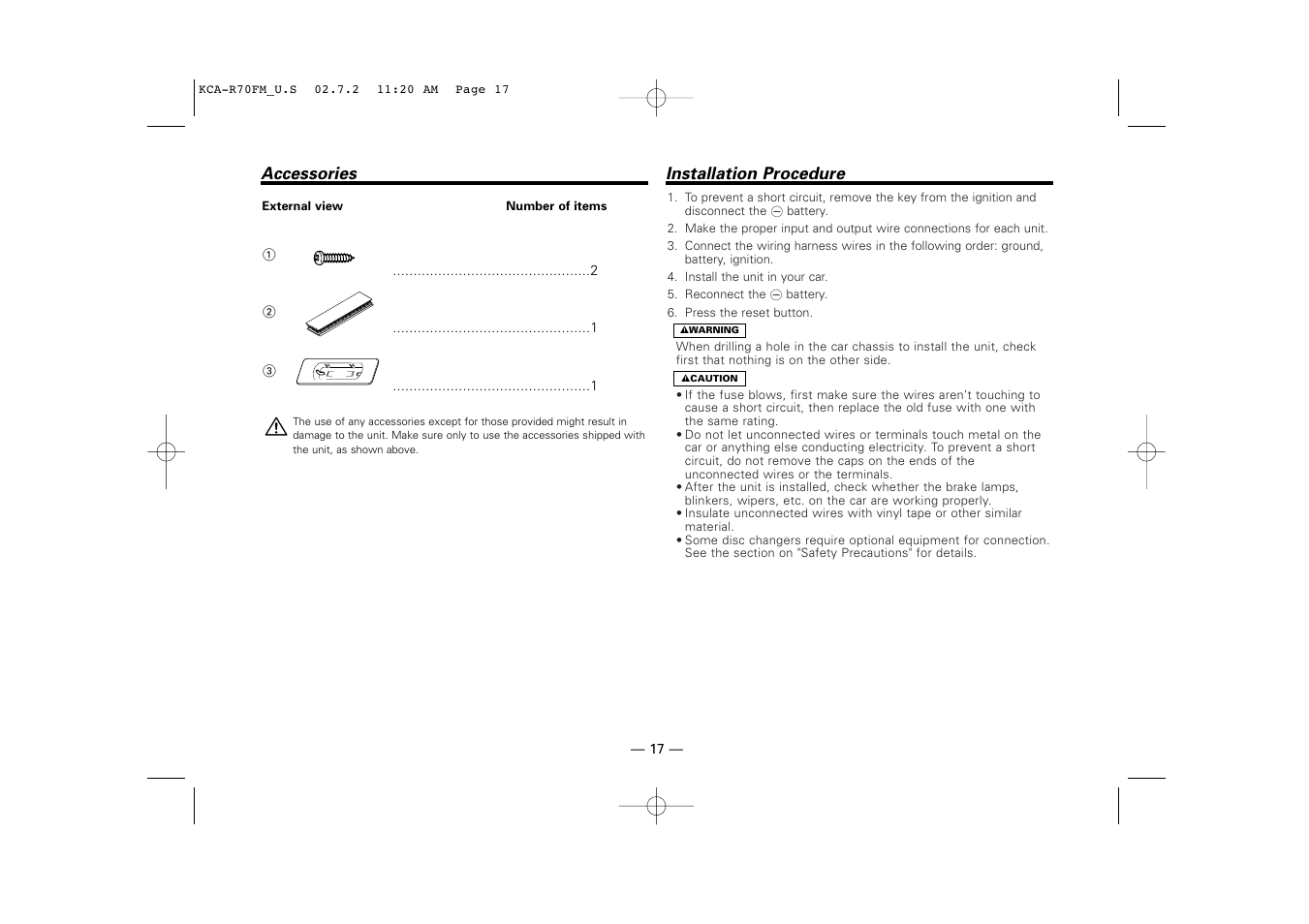 Sirius Satellite Radio KCA-R70FM User Manual | Page 17 / 25