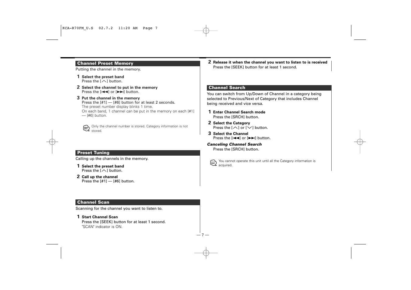 Sirius Satellite Radio KCA-R70FM User Manual | Page 7 / 25