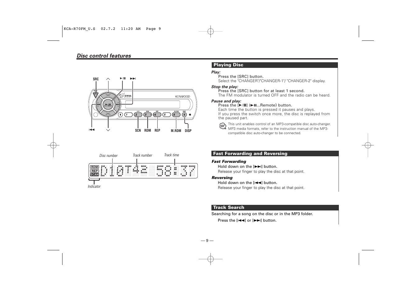 Sirius Satellite Radio KCA-R70FM User Manual | Page 9 / 25