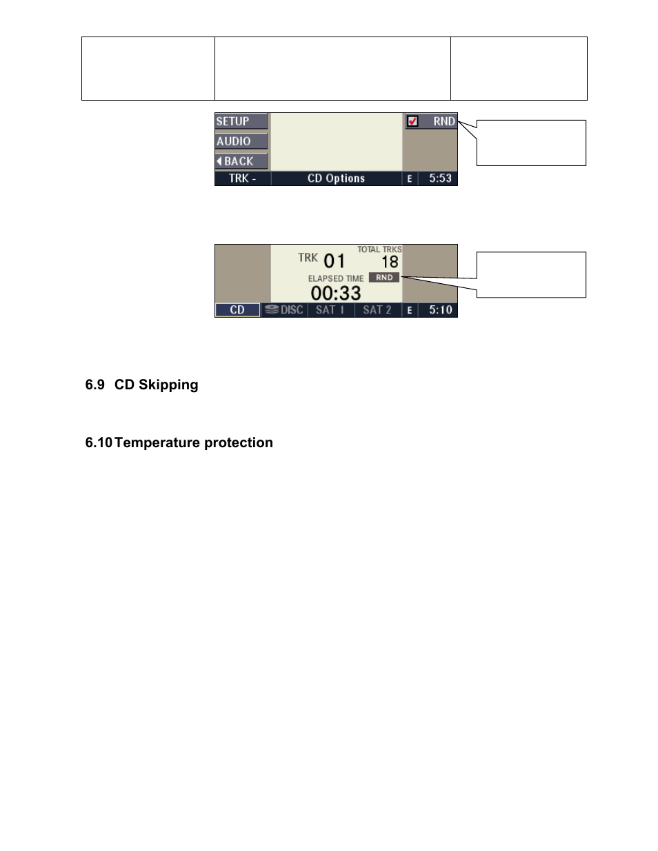 9 cd skipping, 10 temperature protection | Sirius Satellite Radio Chrysler Radio Navigation System RB4 User Manual | Page 37 / 86