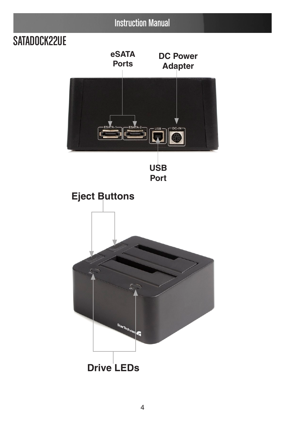 Satadock22ue, Instruction manual | StarTech.com SATADOCKU2 User Manual | Page 7 / 15