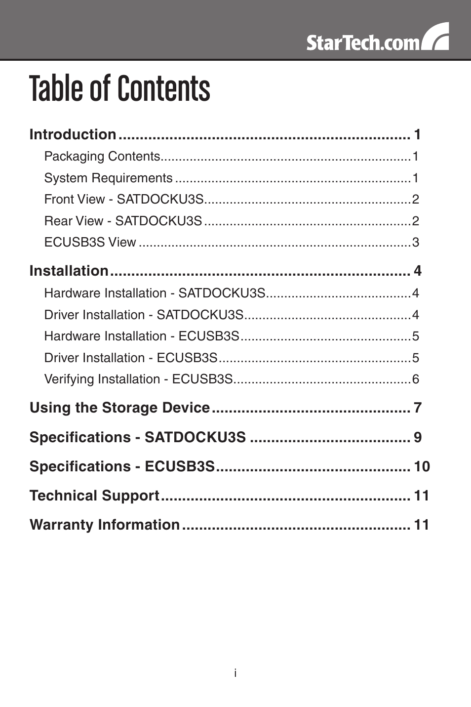 StarTech.com SATDOCKU3S User Manual | Page 3 / 15