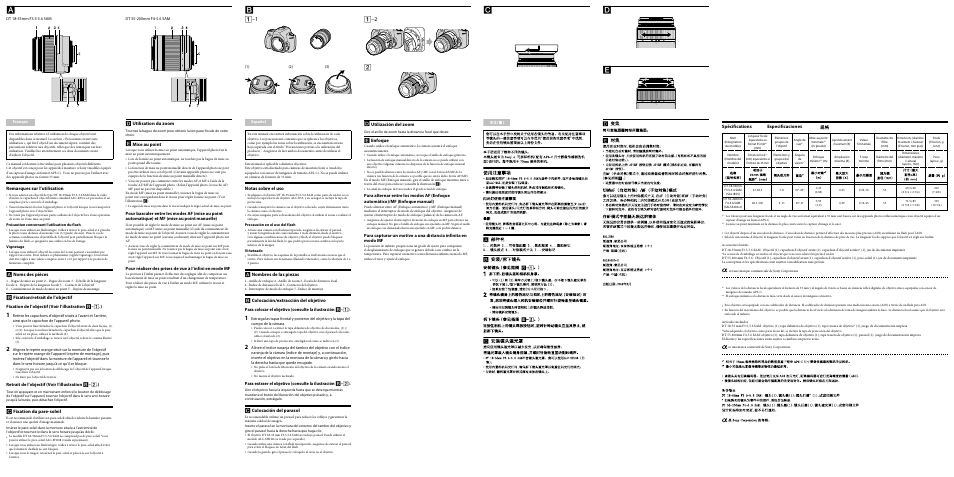 0"iüiüi | Sony SAL-1855 User Manual | Page 2 / 2