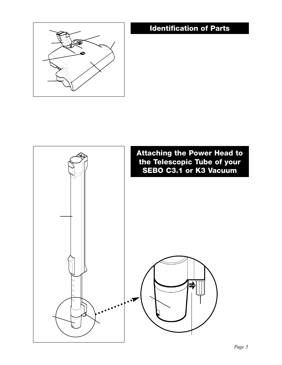 Identification of parts | Sebo ET-H User Manual | Page 5 / 12