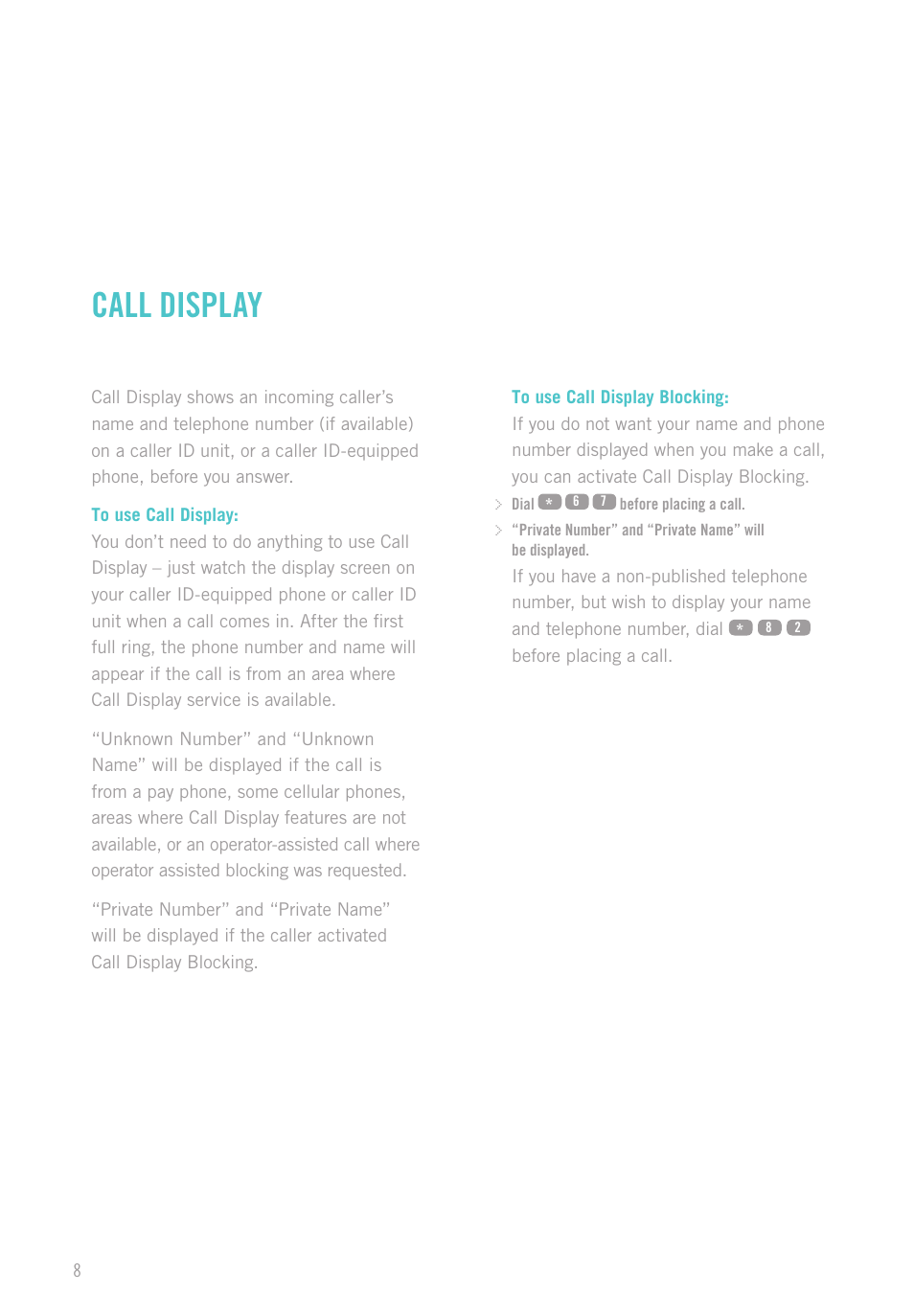 Call display | Shaw digital Phone User Manual | Page 10 / 20