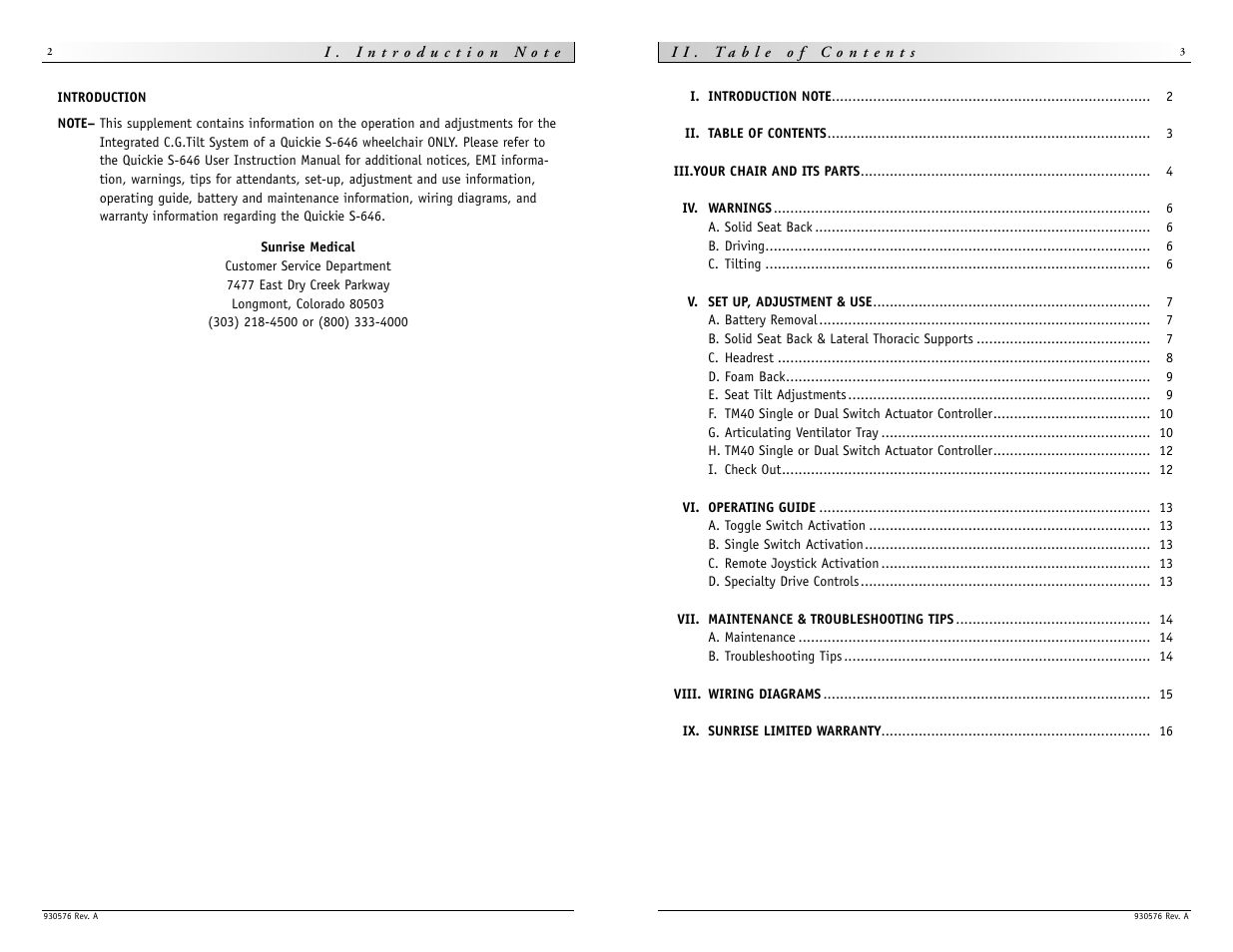 Sunrise Medical Quickie S-646 User Manual | Page 2 / 9