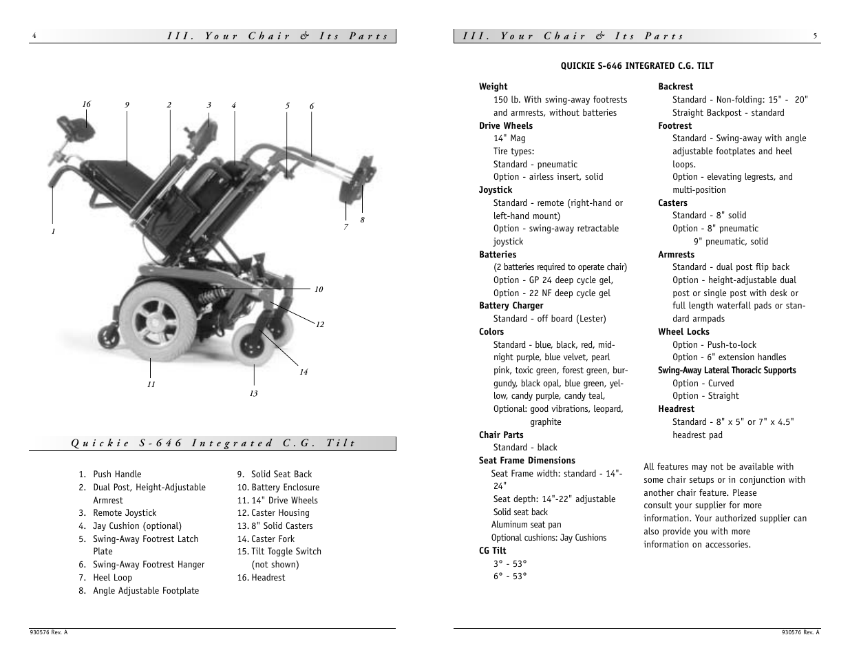 Sunrise Medical Quickie S-646 User Manual | Page 3 / 9