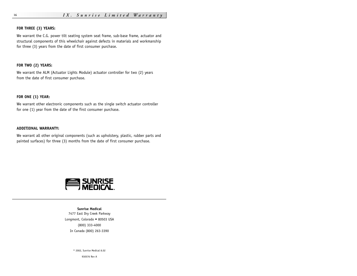 Sunrise Medical Quickie S-646 User Manual | Page 9 / 9
