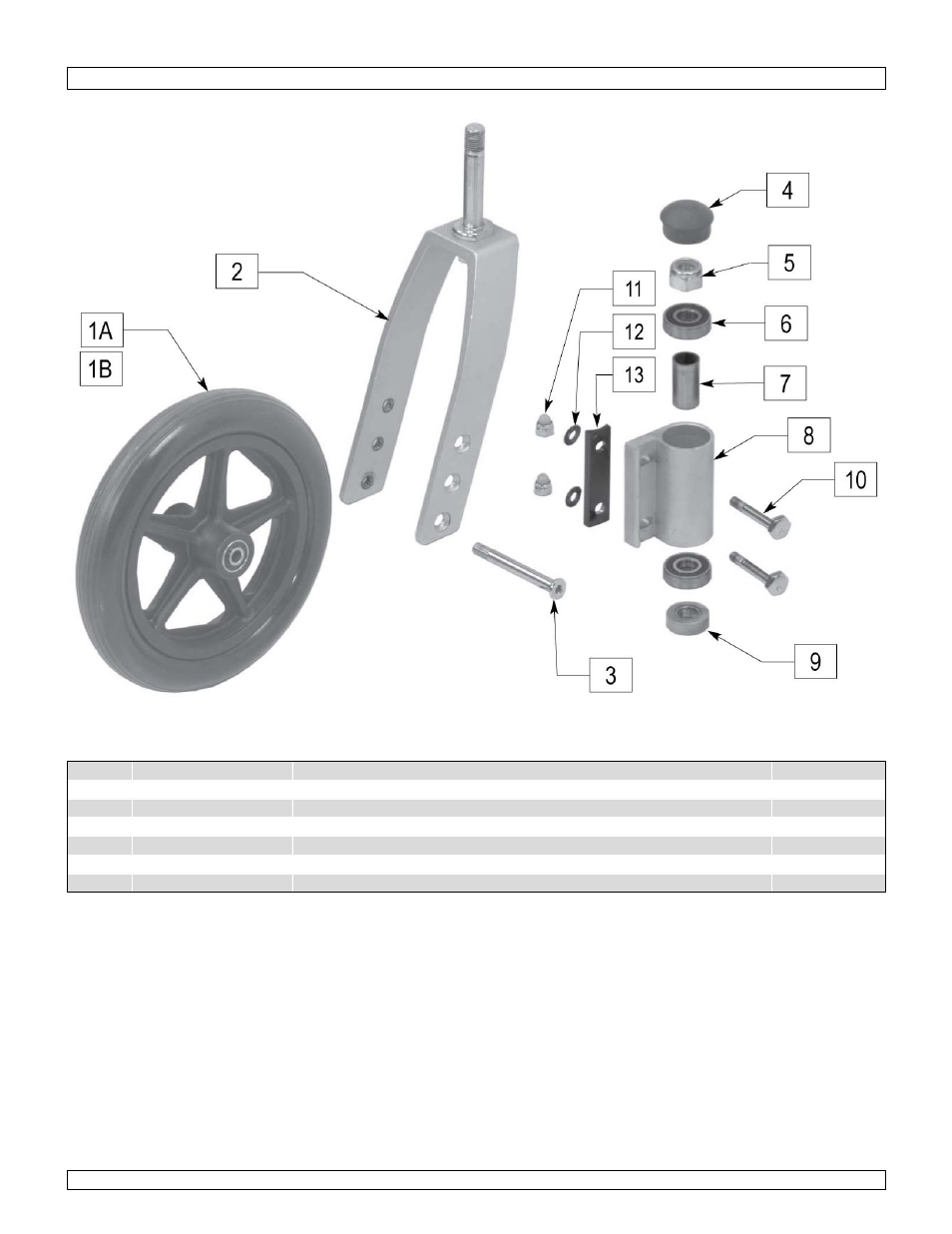 8" caster, fork and hardware | Sunrise Medical Breezy Ultra 4 User Manual | Page 10 / 35