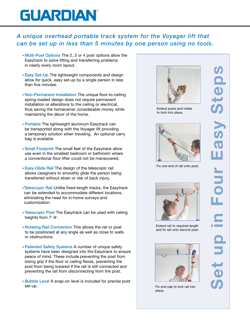 Set up in four easy steps | Sunrise Medical Voyager Portable Ceiling Lift System 98000 User Manual | Page 4 / 8