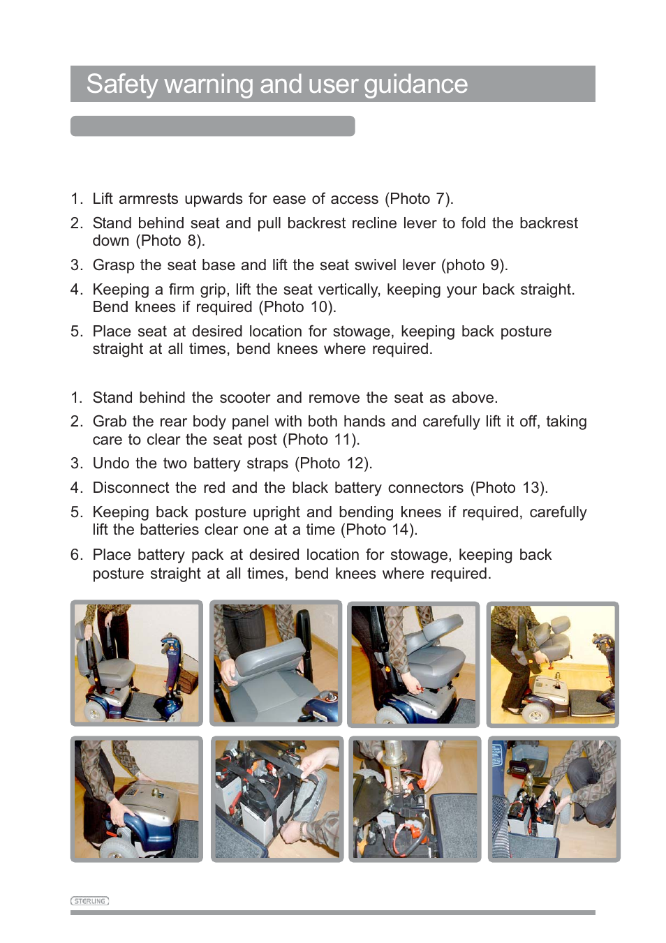 Safety warning and user guidance | Sunrise Medical SAPPHIRE 3 User Manual | Page 17 / 39