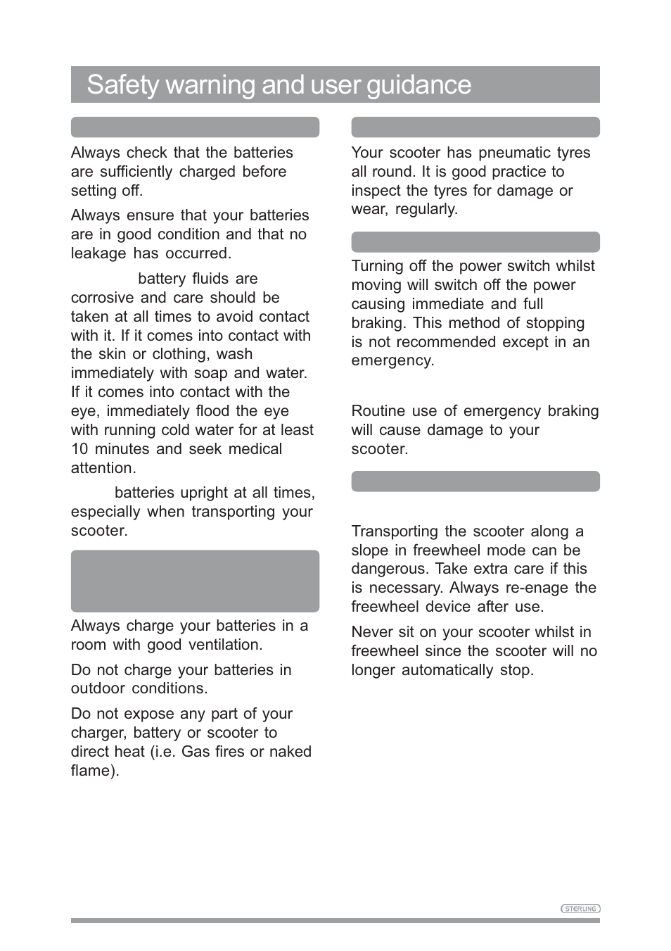 Safety warning and user guidance | Sunrise Medical SAPPHIRE 3 User Manual | Page 18 / 39
