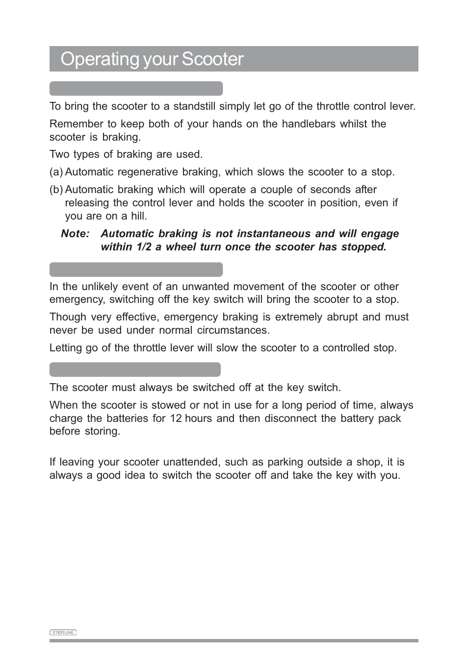 Operating your scooter | Sunrise Medical SAPPHIRE 3 User Manual | Page 25 / 39