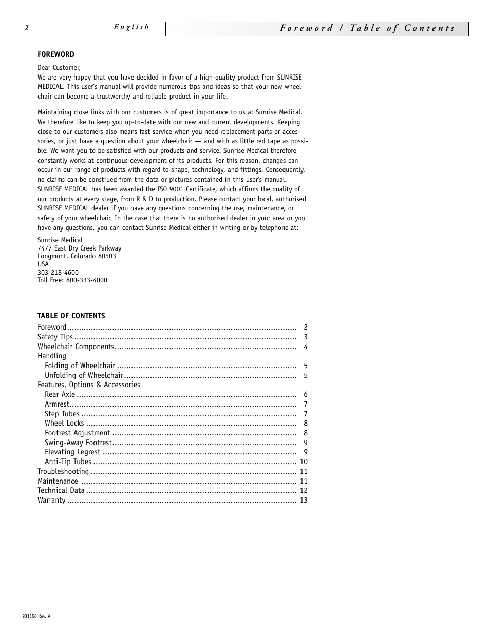 Sunrise Medical Guardian 931150 User Manual | Page 2 / 34