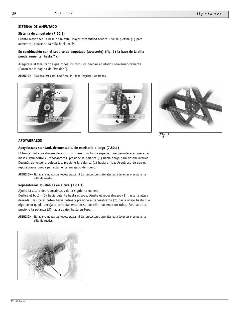 130 mm fig. 1 | Sunrise Medical Guardian 931150 User Manual | Page 20 / 34