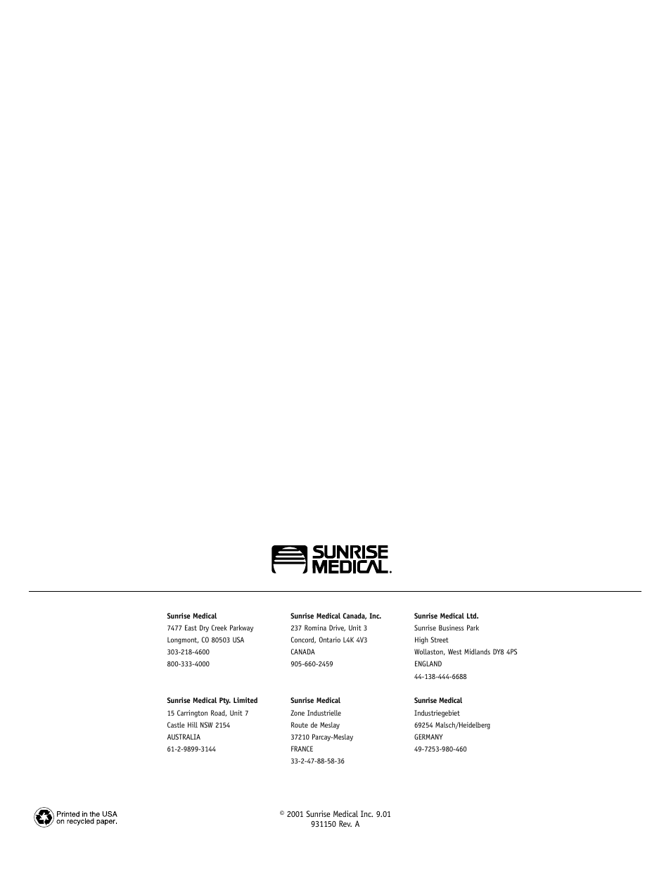 Sunrise Medical Guardian 931150 User Manual | Page 34 / 34