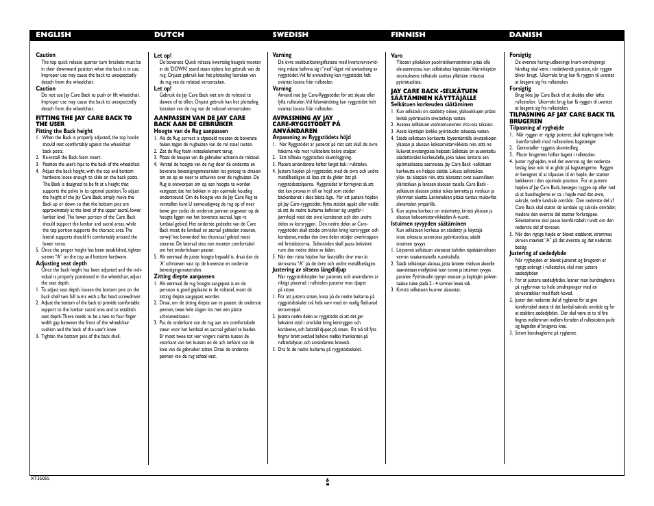 Sunrise Medical Jay Care Back 3500 Series User Manual | Page 6 / 10