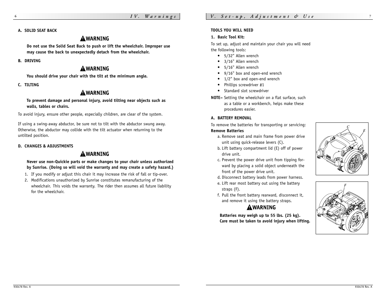 Sunrise Medical Integrated C.G. Tilt P-222SE User Manual | Page 4 / 11