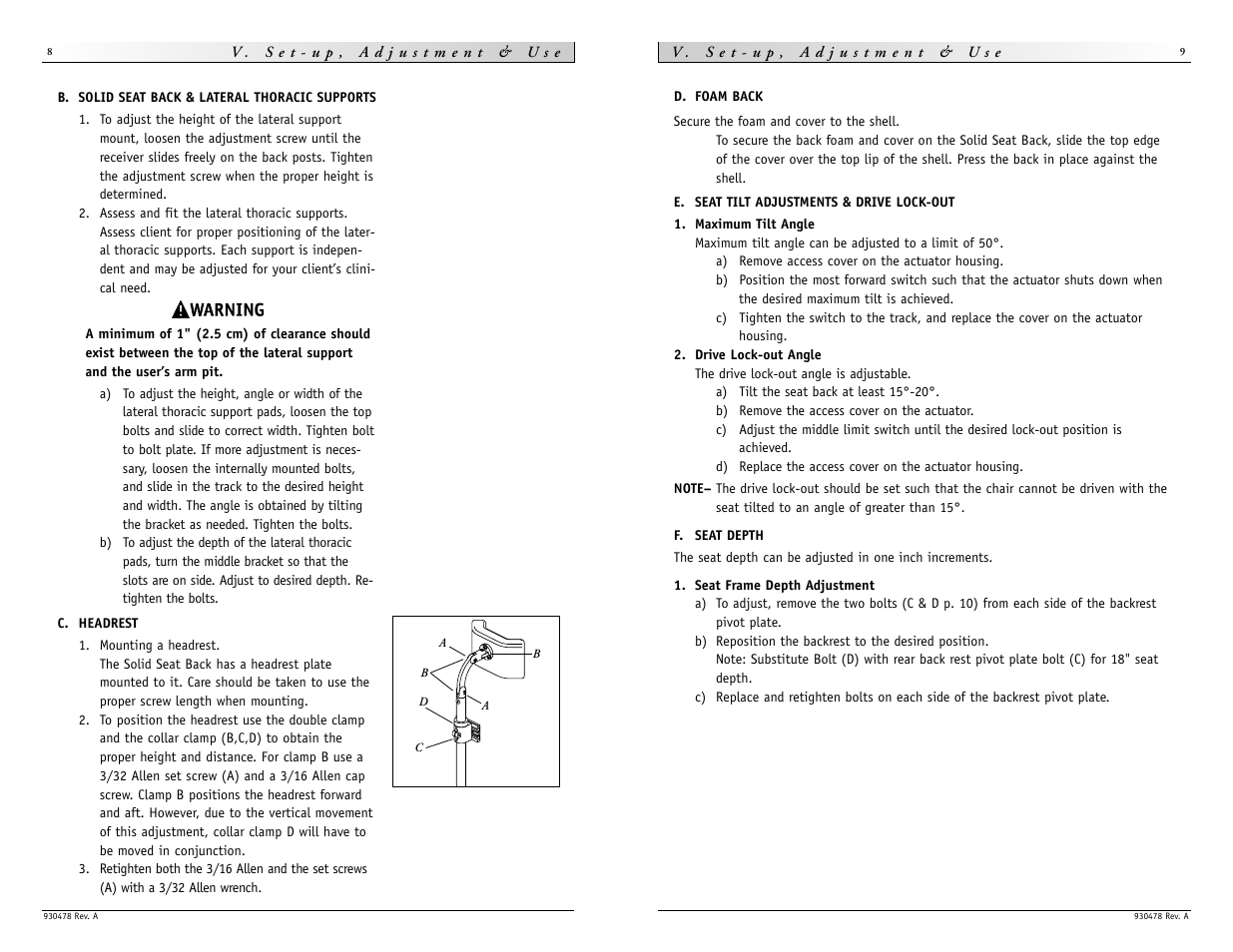 Sunrise Medical Integrated C.G. Tilt P-222SE User Manual | Page 5 / 11