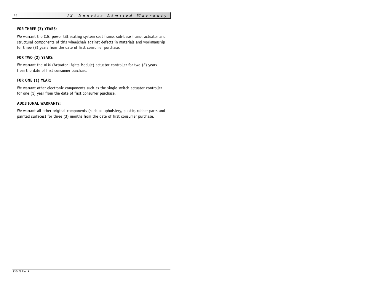 Sunrise Medical Integrated C.G. Tilt P-222SE User Manual | Page 9 / 11