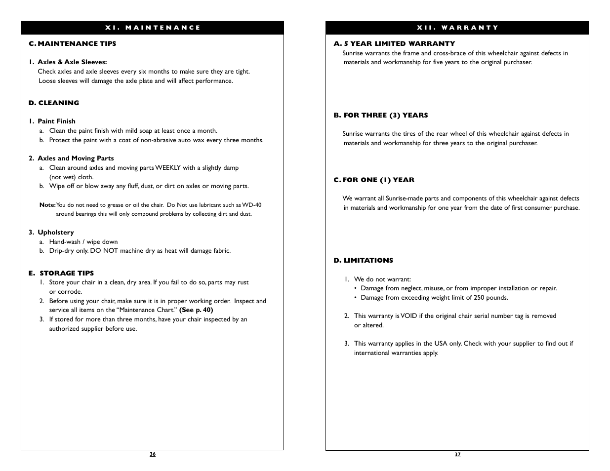 Sunrise Medical Wheelchair Breezy 150 User Manual | Page 19 / 21