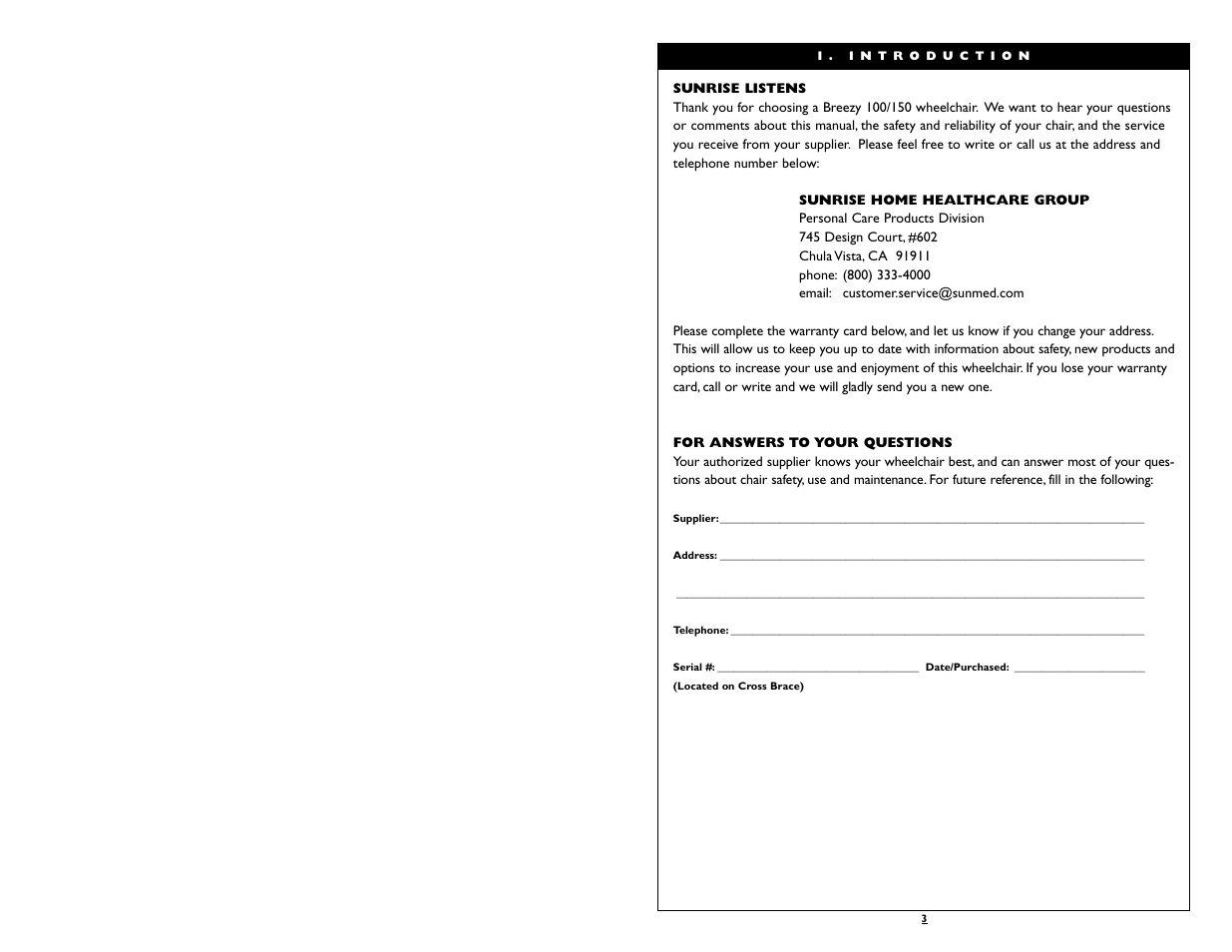 Sunrise Medical Wheelchair Breezy 150 User Manual | Page 2 / 21