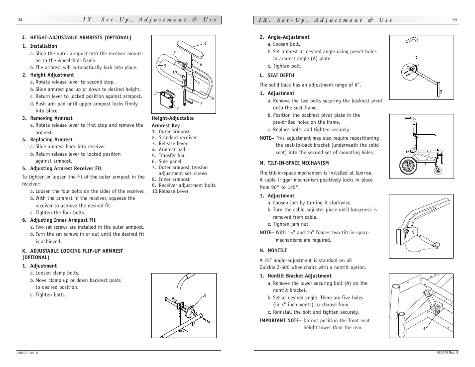 Sunrise Medical wheelchair Z-500 User Manual | Page 17 / 26