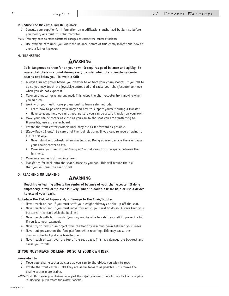 Sunrise Medical Ruby User Manual | Page 12 / 100