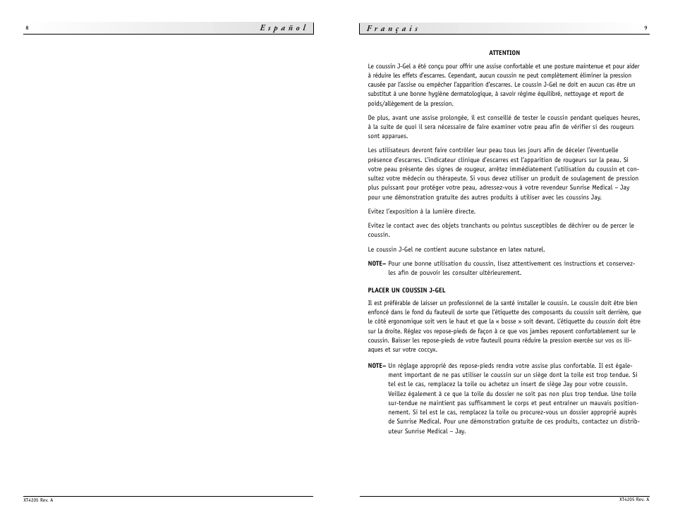 Sunrise Medical Cushion J-Gel User Manual | Page 5 / 9