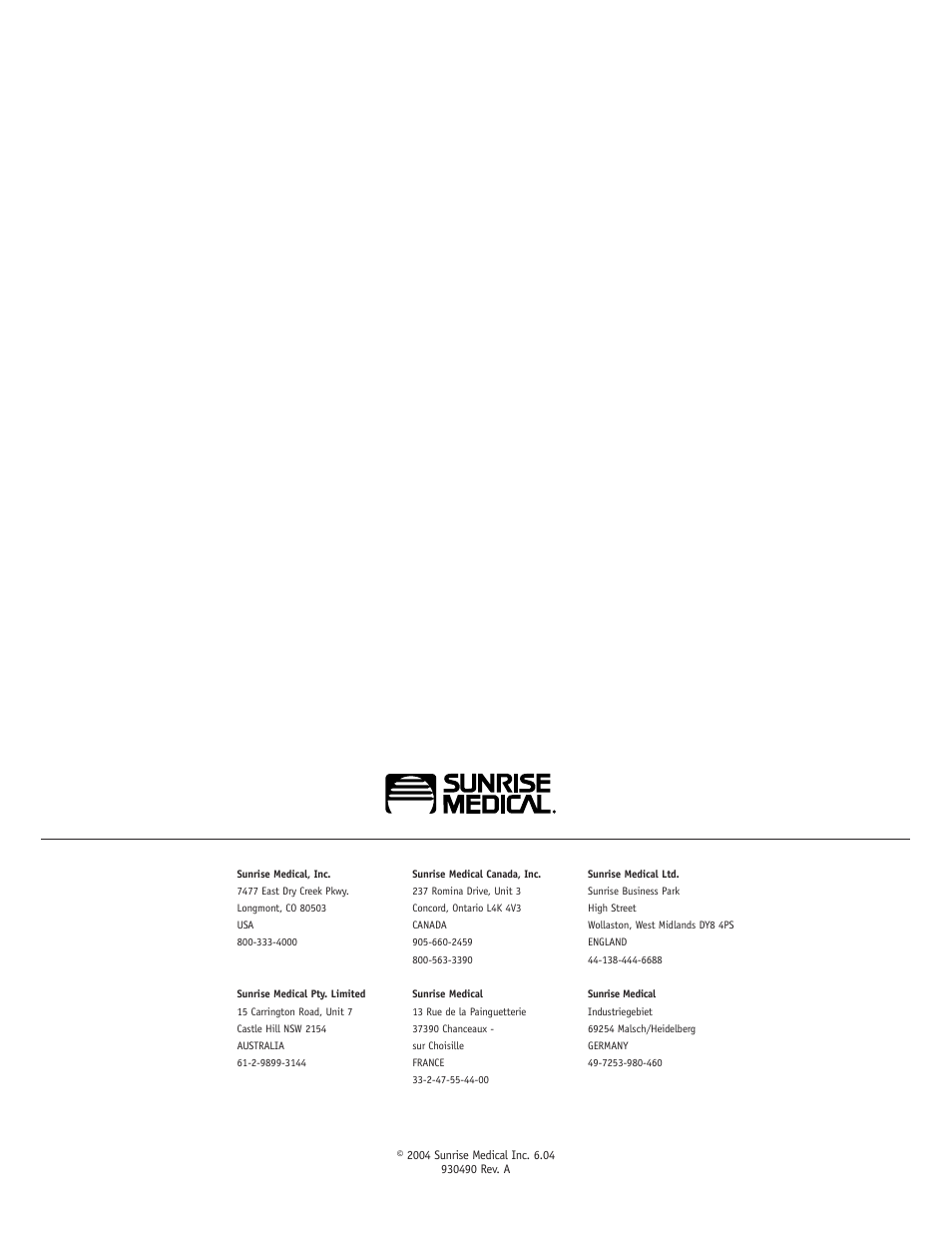 Sunrise Medical Trek 3 User Manual | Page 31 / 31