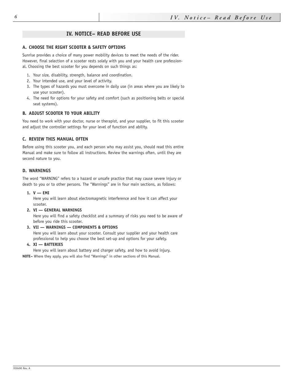 Iv. notice– read before use | Sunrise Medical Trek 3 User Manual | Page 6 / 31