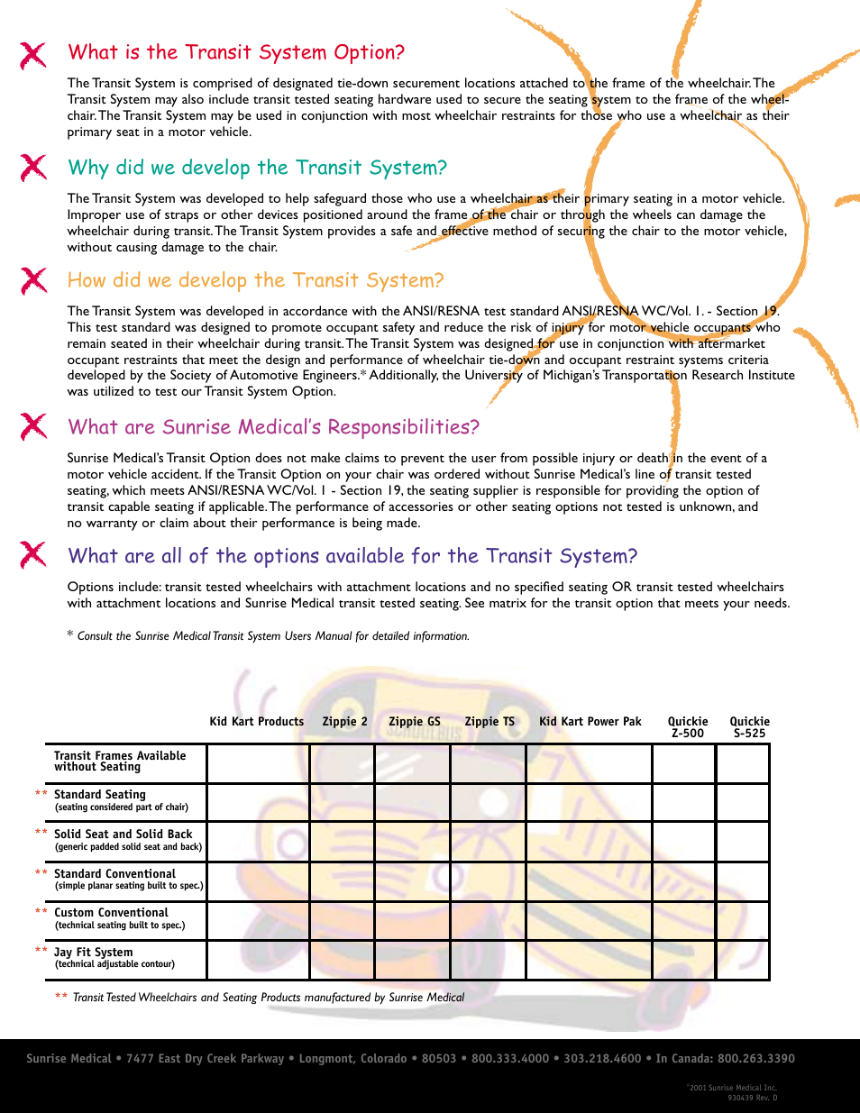 What is the transit system option, Why did we develop the transit system, How did we develop the transit system | What are sunrise medical’s responsibilities | Sunrise Medical ultra 4 User Manual | Page 2 / 2