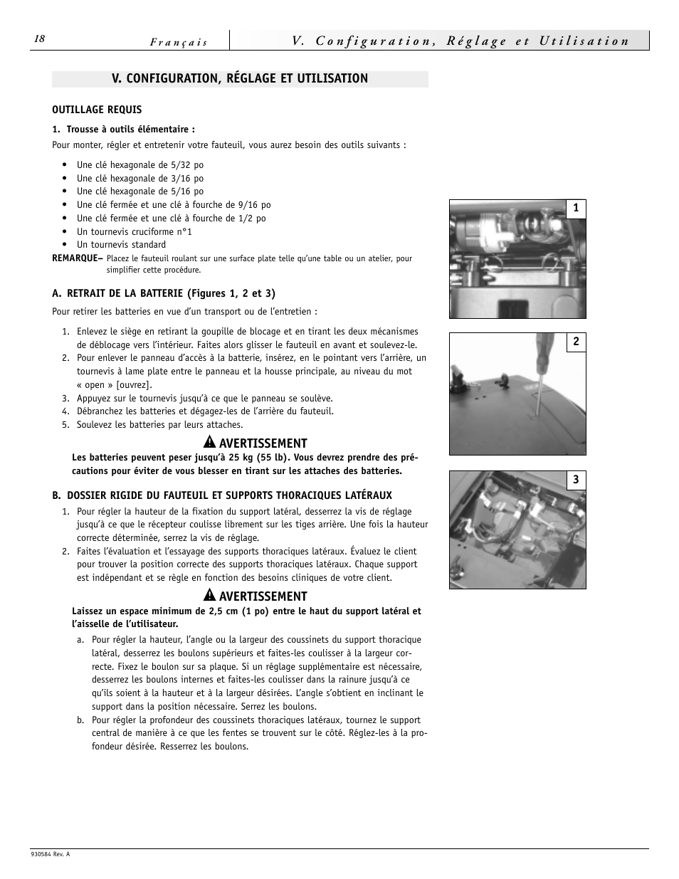 V. configuration, réglage et utilisation, Avertissement | Sunrise Medical FREESTYLE M11 User Manual | Page 18 / 40