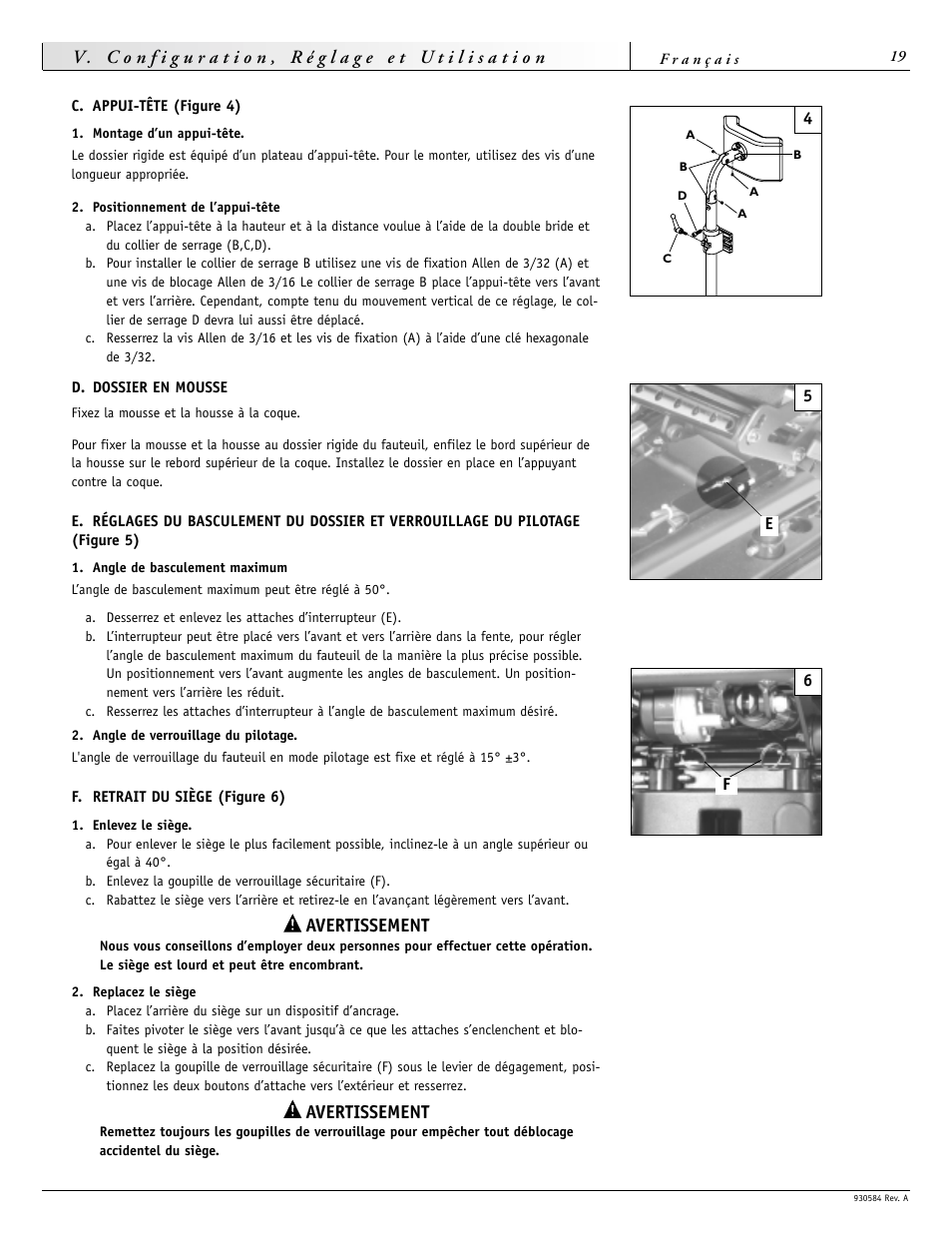 Avertissement | Sunrise Medical FREESTYLE M11 User Manual | Page 19 / 40