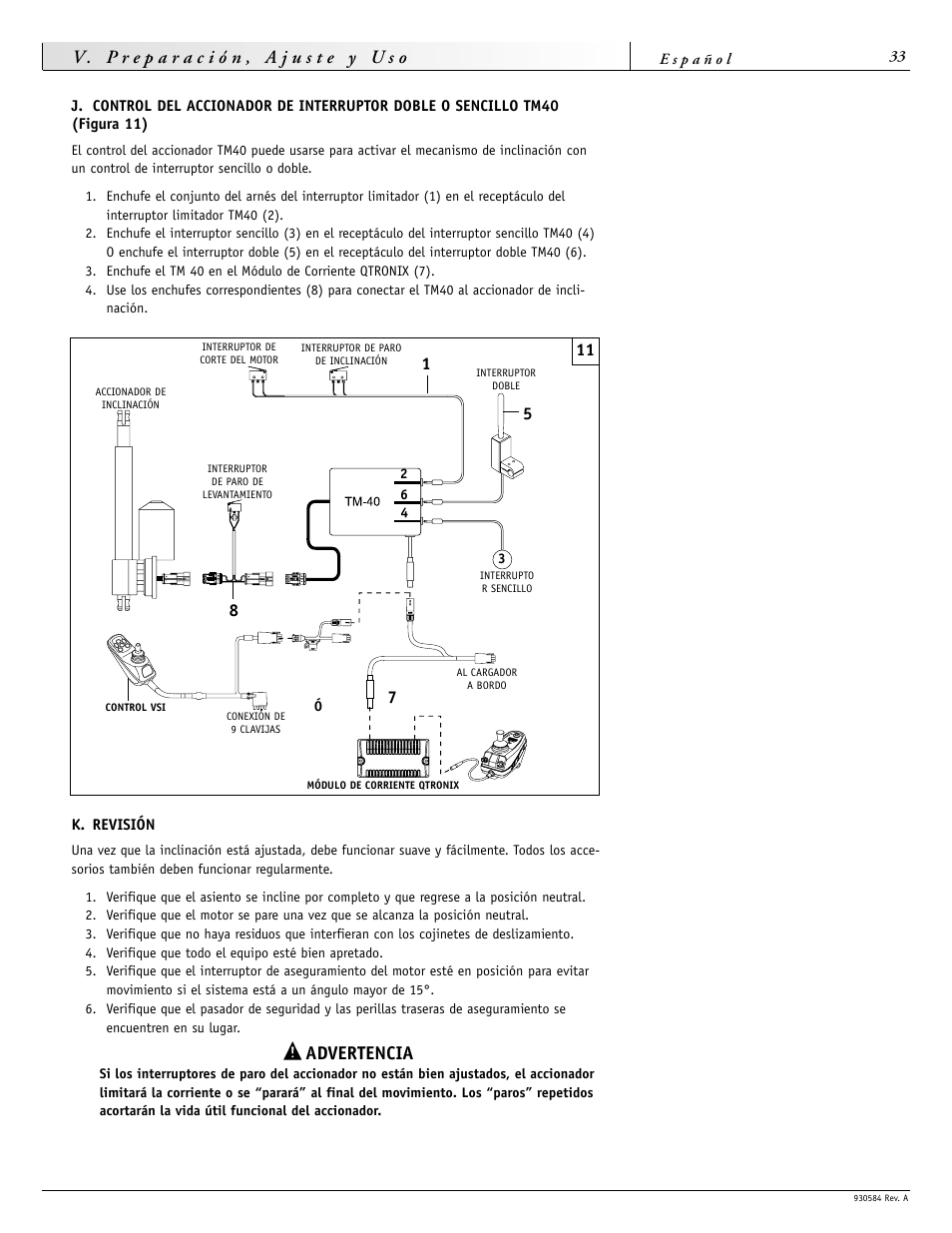 Advertencia | Sunrise Medical FREESTYLE M11 User Manual | Page 33 / 40