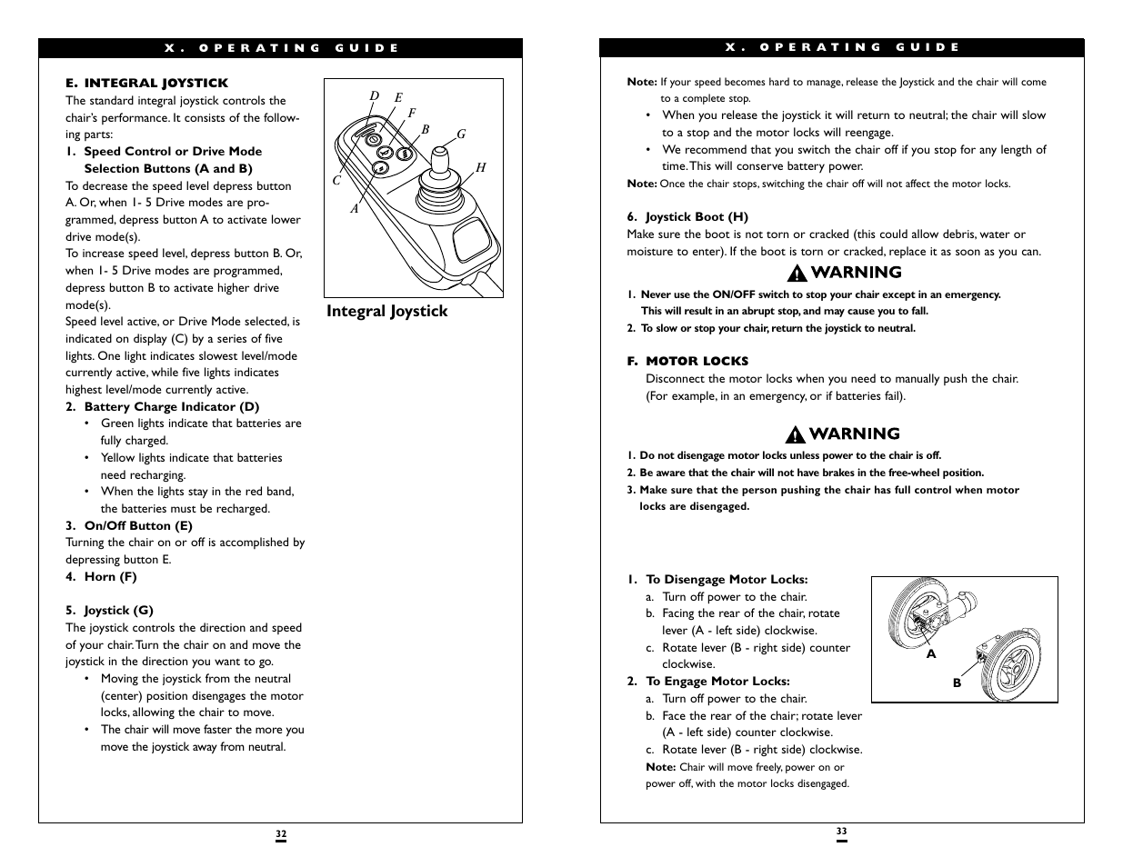 Integral joystick | Sunrise Medical Wheelchair Quickie V-121 User Manual | Page 17 / 23