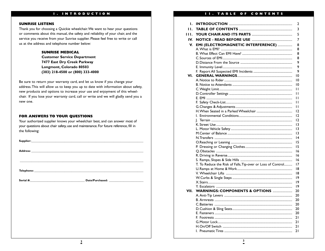 Sunrise Medical Wheelchair Quickie V-121 User Manual | Page 2 / 23