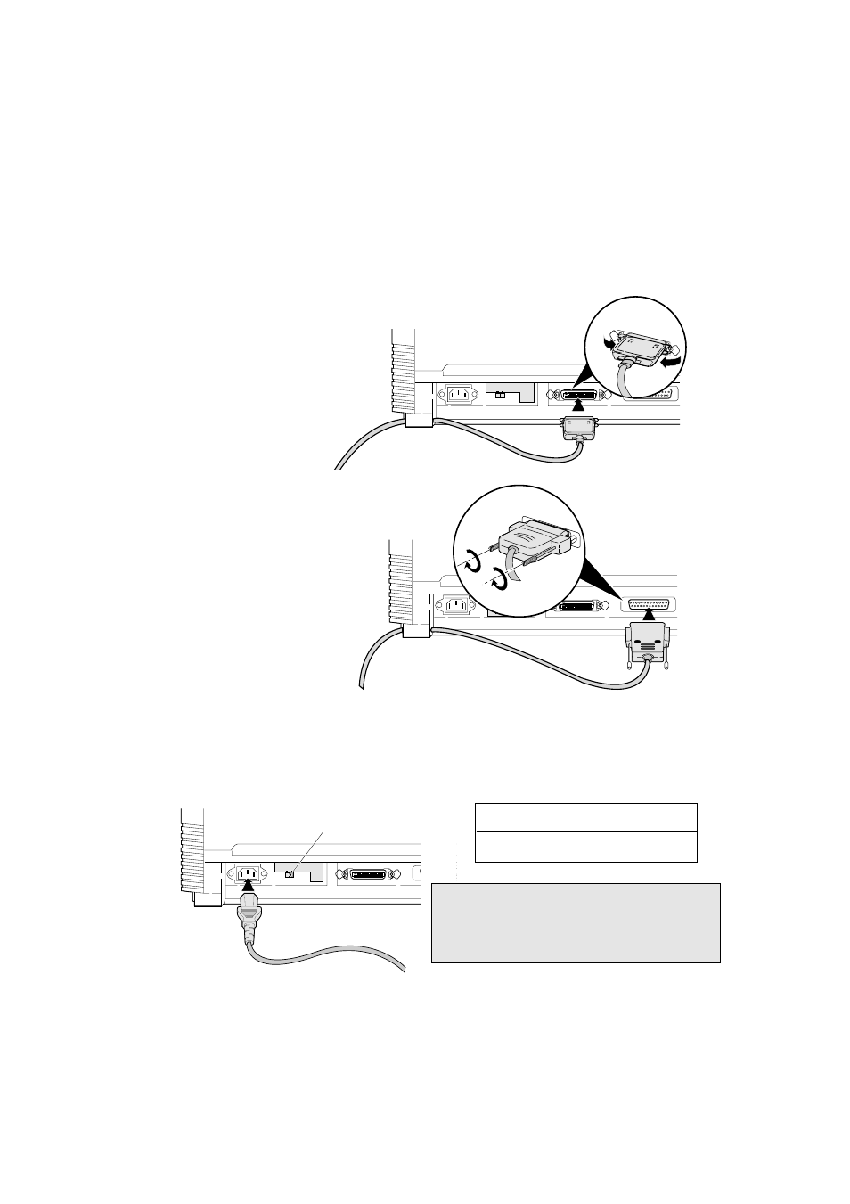 Connecting the computer, Parallel interface 36-pin plug, Serial interface 25-pin plug | Connecting the power cord, Voltage selector, Setting up | Seiko BX-900 User Manual | Page 20 / 146