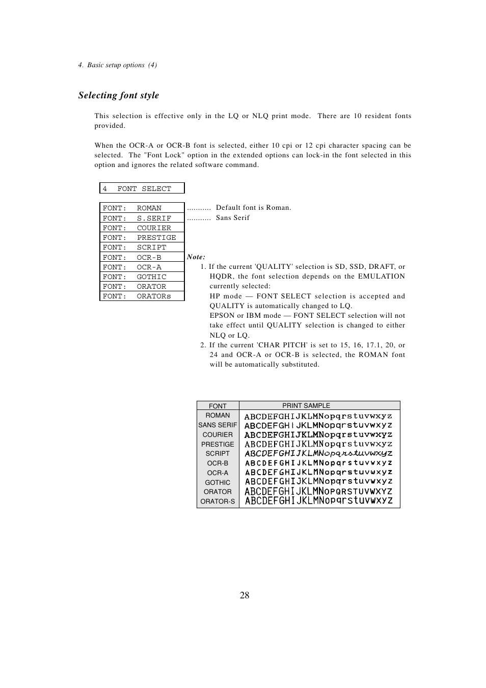 Selecting font style | Seiko BX-900 User Manual | Page 36 / 146