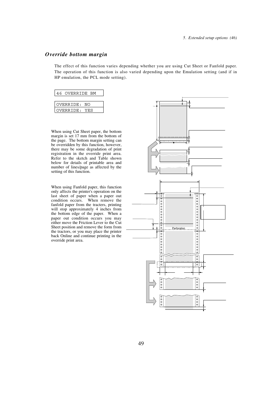 46 override bottom margin, Override bottom margin, 46 override bm override: no override: yes | Seiko BX-900 User Manual | Page 57 / 146