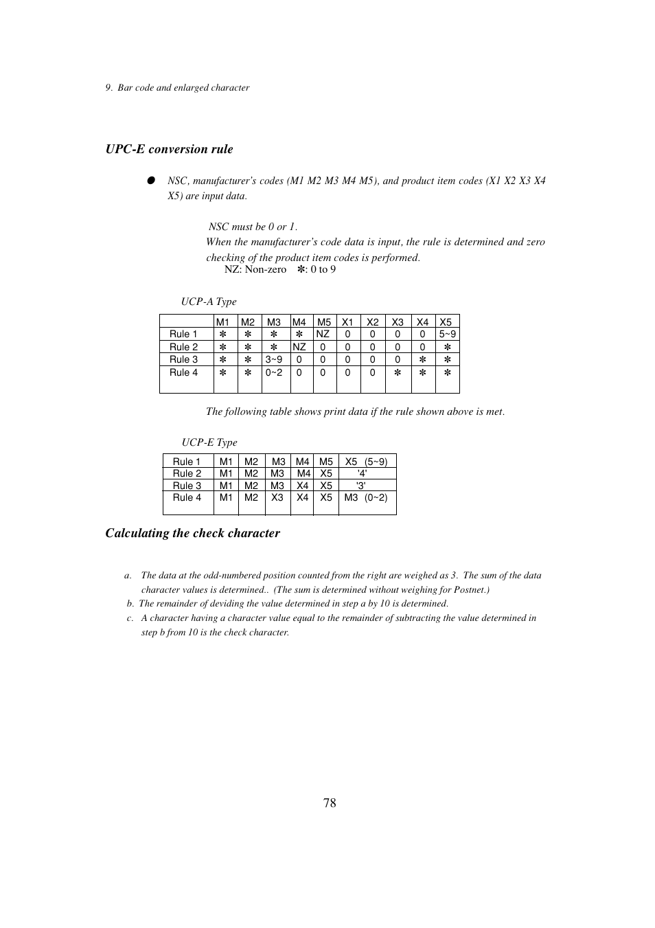 Upc-e conversion rule, Calculating the check character | Seiko BX-900 User Manual | Page 86 / 146