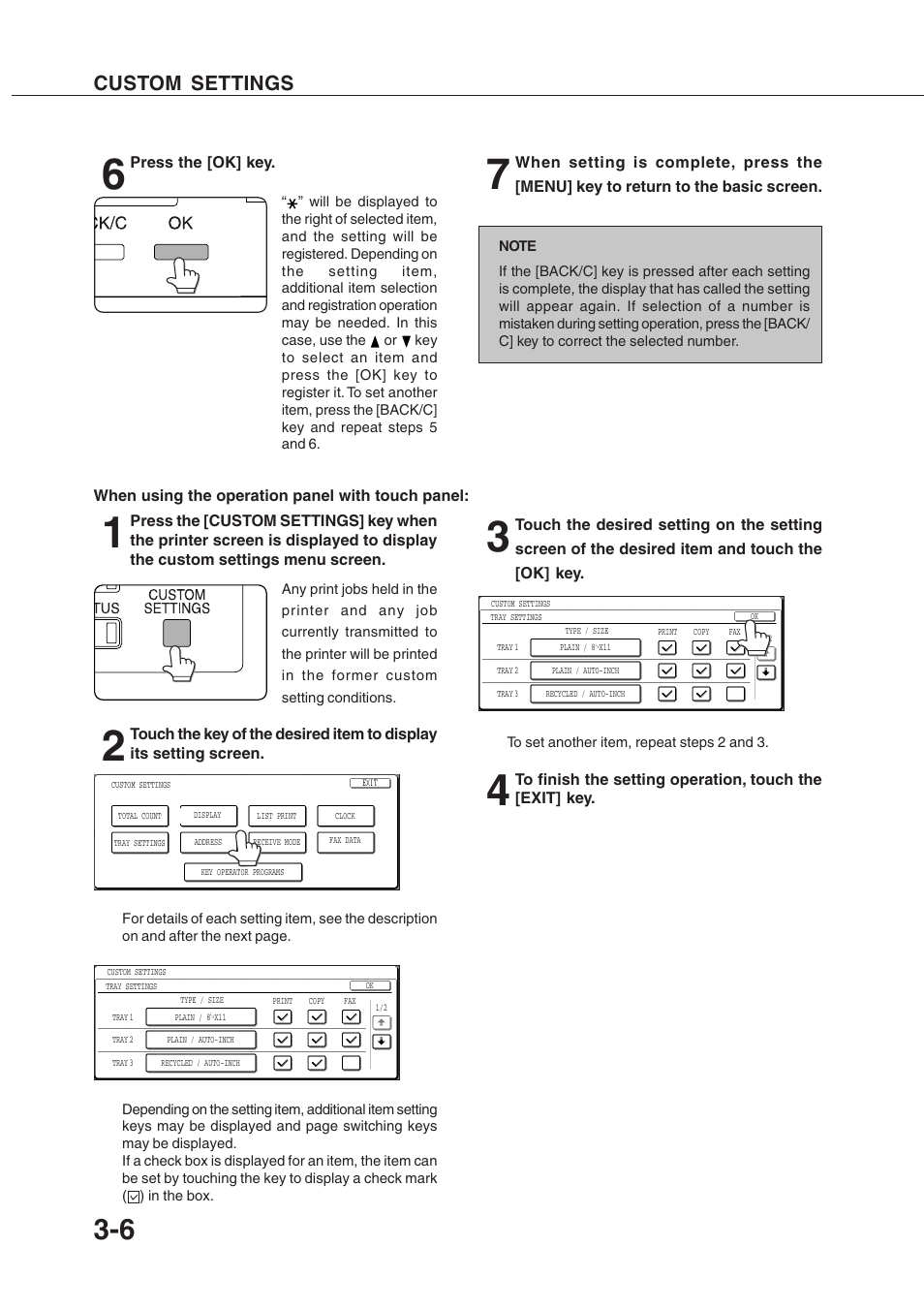 Custom settings | Sharp AR-P350 User Manual | Page 54 / 118