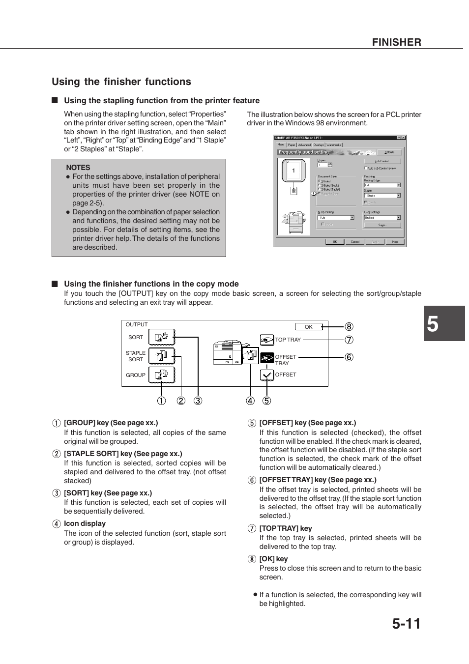 Using the finisher functions, Finisher | Sharp AR-P350 User Manual | Page 79 / 118